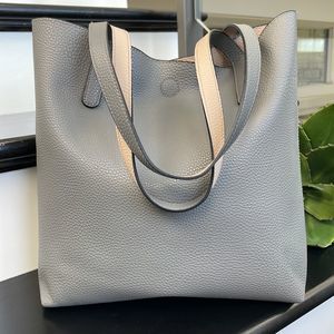 New reversible tote bag shopper handbag purse shoulder bag pink gray